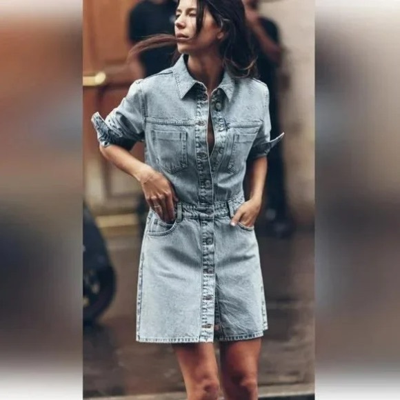 Zara Z1975 DENIM MINI DRESS NWT SOLD OUT - Picture 3 of 6